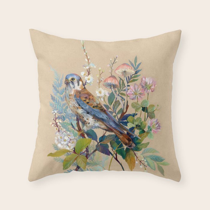 Floral Falcon Garden Throw Pillow Gallery Image 1