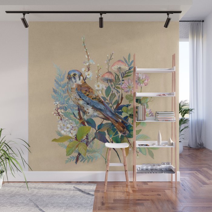 Floral Falcon Garden Wall Mural Gallery Image 1