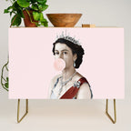 Queen Elizabeth II Blowing Pink Bubble gum Credenza Gallery Image 1
