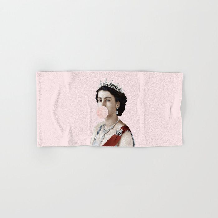Queen Elizabeth II Blowing Pink Bubble gum Bath Towel Gallery Image 1