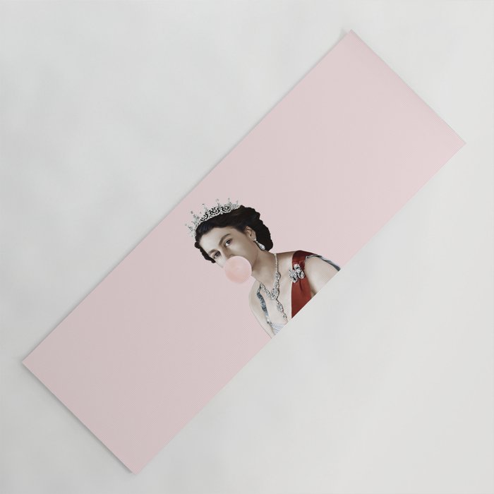 Queen Elizabeth II Blowing Pink Bubble gum Yoga Mat Gallery Image 1