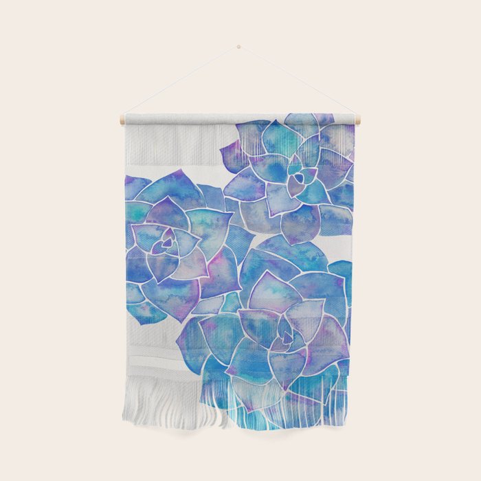 Rosette Succulents - Blue Palette Wall Hanging Gallery Image 1