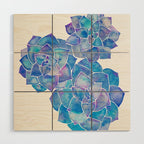Rosette Succulents - Blue Palette Wood Wall Art Gallery Image 1