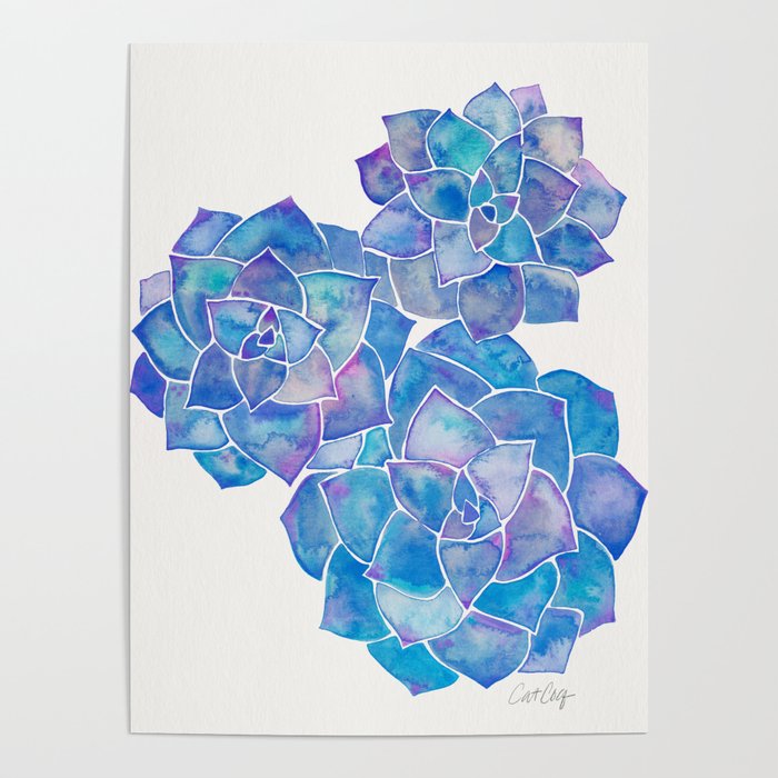 Rosette Succulents - Blue Palette Poster Gallery Image 4