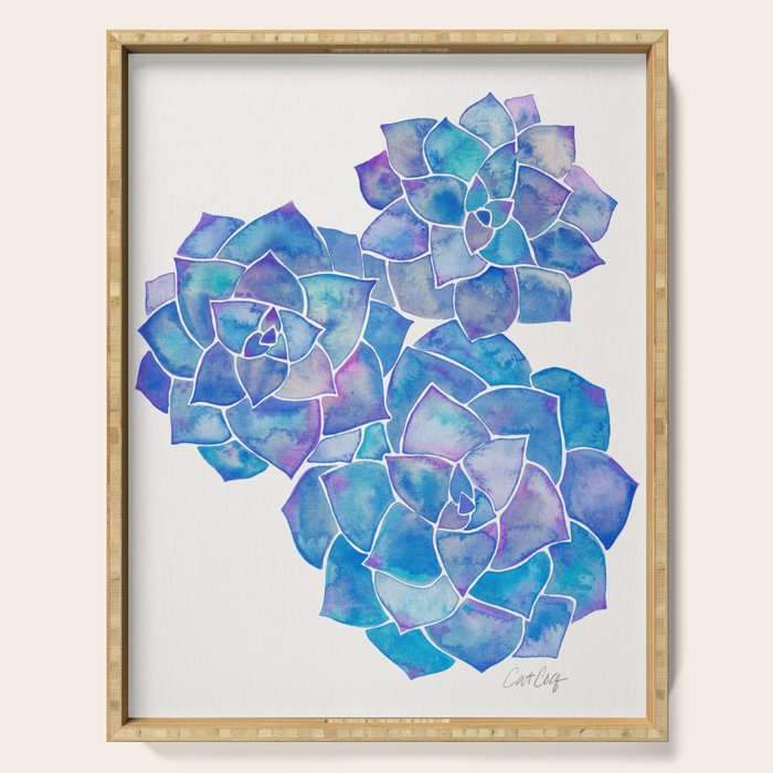 Rosette Succulents - Blue Palette Serving Tray Gallery Image 1