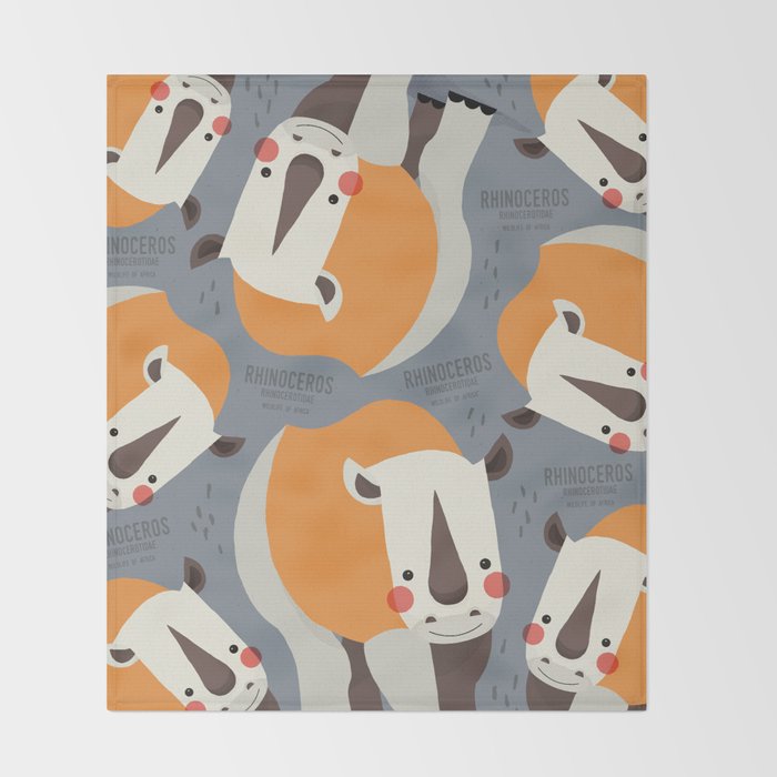 Rhinoceros, Wildlife of Africa Throw Blanket Gallery Image 2