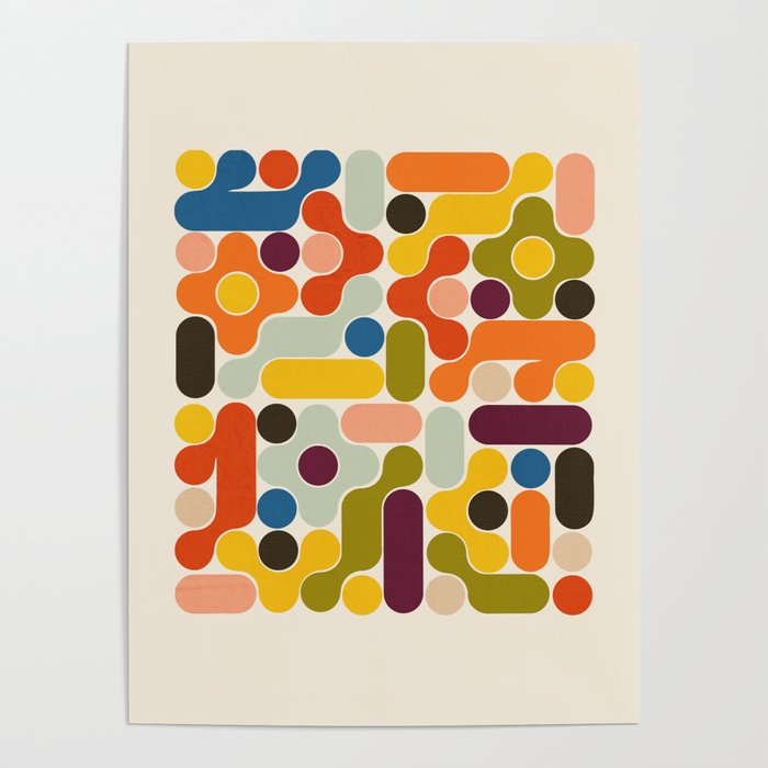 Mid Century Vivid Abstract Poster Gallery Image 1