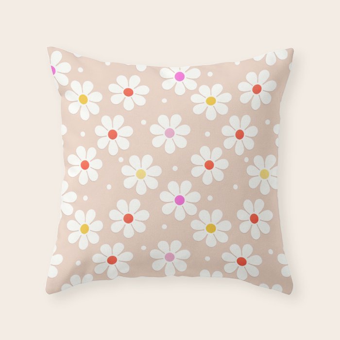 Seventies Daisies Pattern Throw Pillow Gallery Image 6