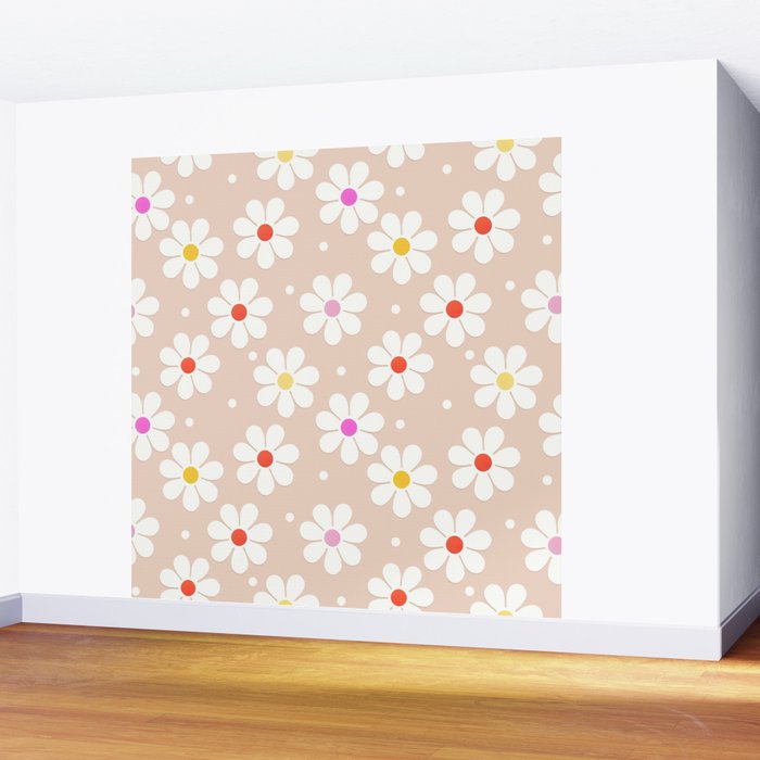 Seventies Daisies Pattern Wall Mural Gallery Image 2