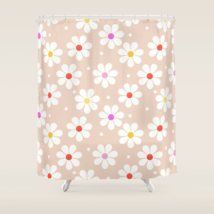 Seventies Daisies Pattern Shower Curtain Gallery Image 1