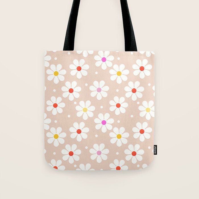 Seventies Daisies Pattern Tote Bag Gallery Image 1