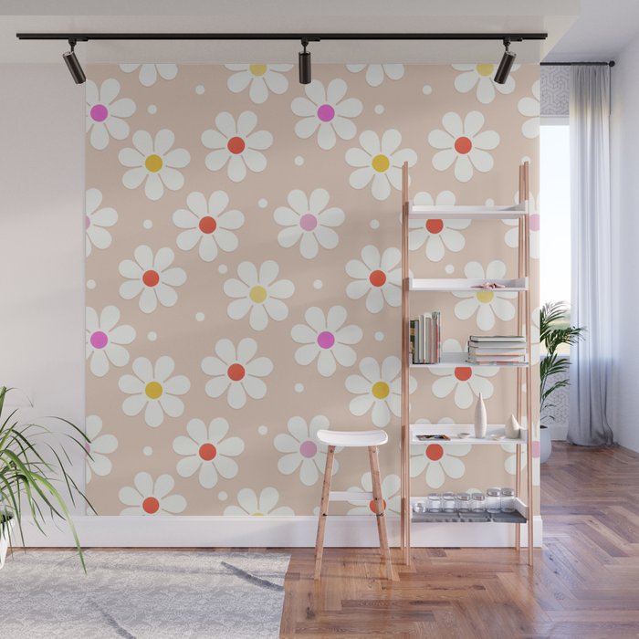 Seventies Daisies Pattern Wall Mural Gallery Image 1