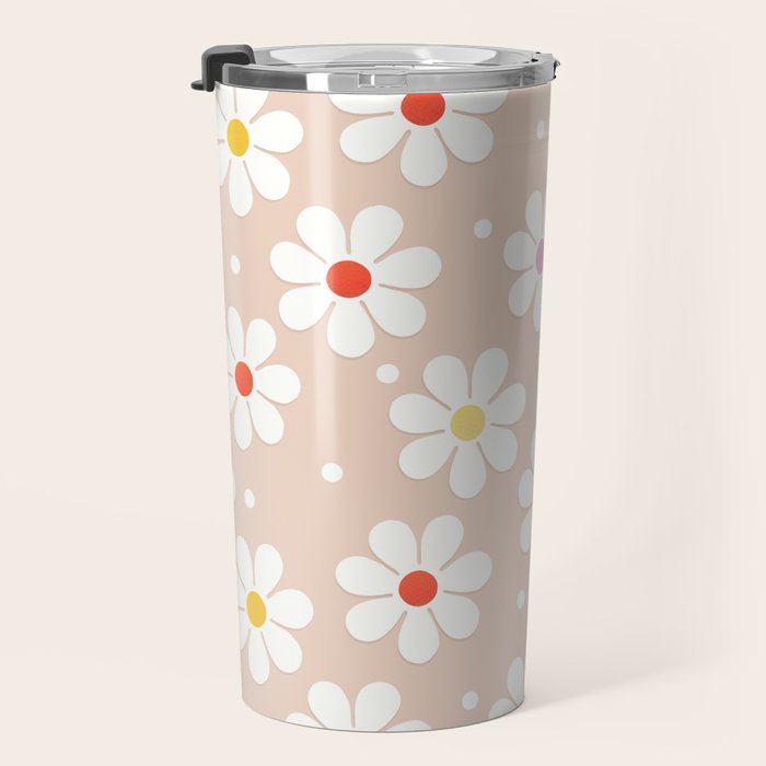 Seventies Daisies Pattern Travel Mug Gallery Image 3