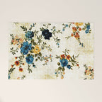 Cream Blue Yellow Floral Welcome Mat Gallery Image 1
