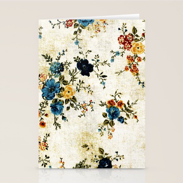Cream Blue Yellow Floral Stationery Card Gallery Image 2