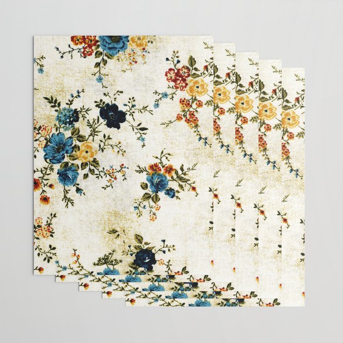 Cream Blue Yellow Floral Wrapping Paper Gallery Image 3