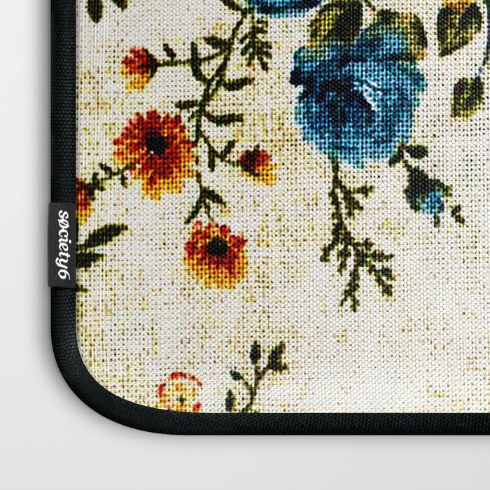 Cream Blue Yellow Floral Laptop Sleeve Gallery Image 3