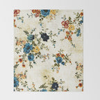 Cream Blue Yellow Floral Throw Blanket Gallery Image 2