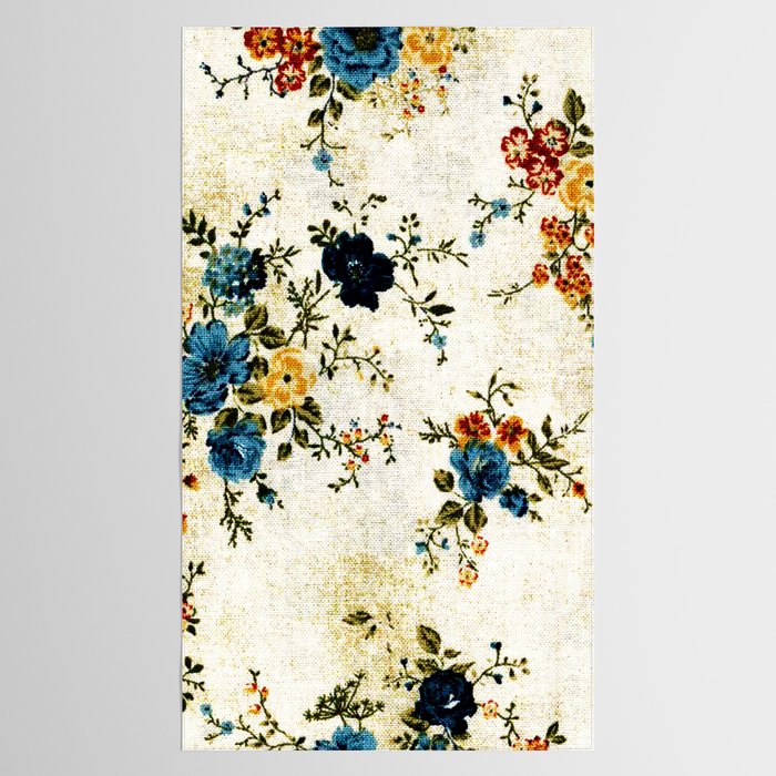 Cream Blue Yellow Floral Tablecloth Gallery Image 2