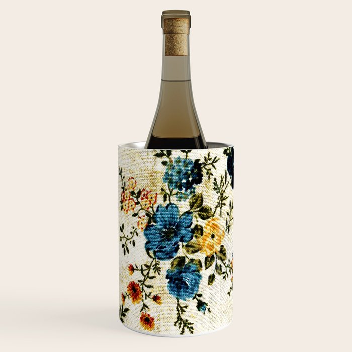 Cream Blue Yellow Floral Wine Chiller Gallery Image 2