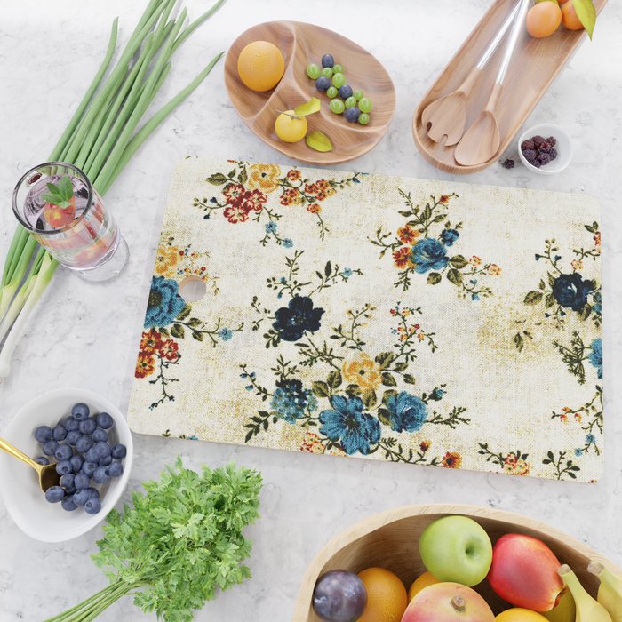 Cream Blue Yellow Floral Cutting Board Gallery Image 2