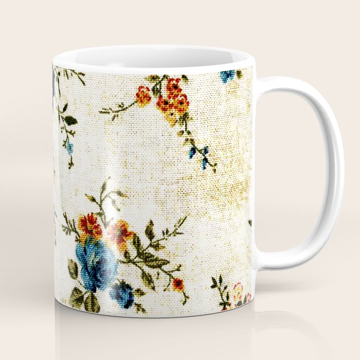 Cream Blue Yellow Floral Coffee Mug Gallery Image 1