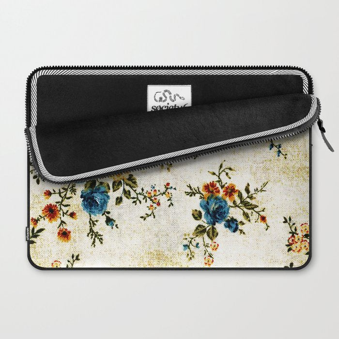 Cream Blue Yellow Floral Laptop Sleeve Gallery Image 2