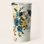 Cream Blue Yellow Floral Travel Mug Gallery Image 3