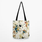 Cream Blue Yellow Floral Tote Bag Gallery Image 2