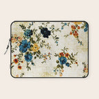 Cream Blue Yellow Floral Laptop Sleeve Gallery Image 1