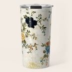 Cream Blue Yellow Floral Travel Mug Gallery Image 1