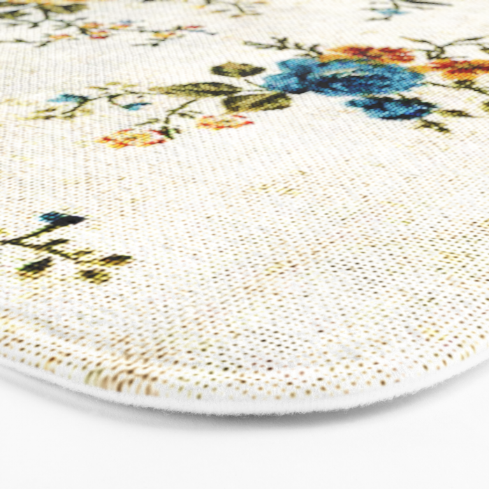 Cream Blue Yellow Floral Bath Mat Gallery Image 3