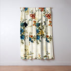 Cream Blue Yellow Floral Window Curtain Gallery Image 3