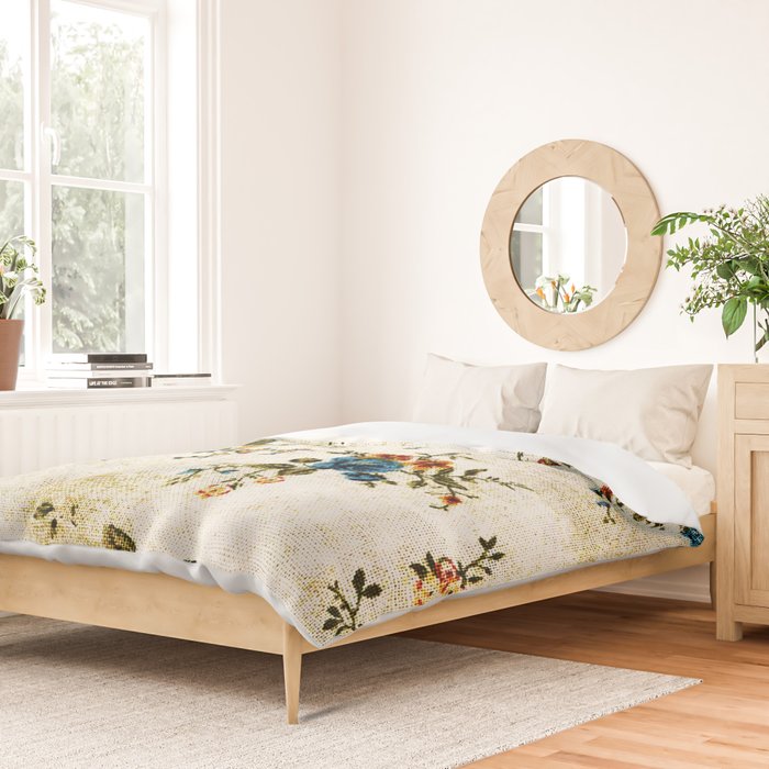 Cream Blue Yellow Floral Duvet Cover Gallery Image 2