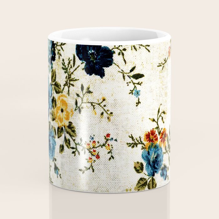 Cream Blue Yellow Floral Coffee Mug Gallery Image 4