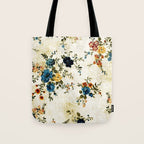 Cream Blue Yellow Floral Tote Bag Gallery Image 1