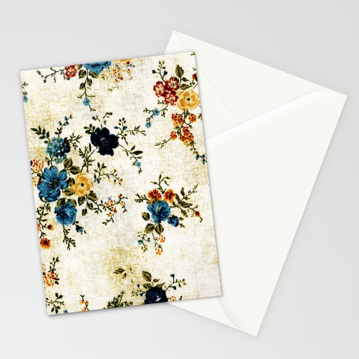 Cream Blue Yellow Floral Stationery Card Gallery Image 2