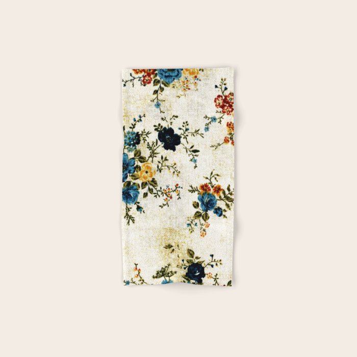 Cream Blue Yellow Floral Bath Towel Gallery Image 1