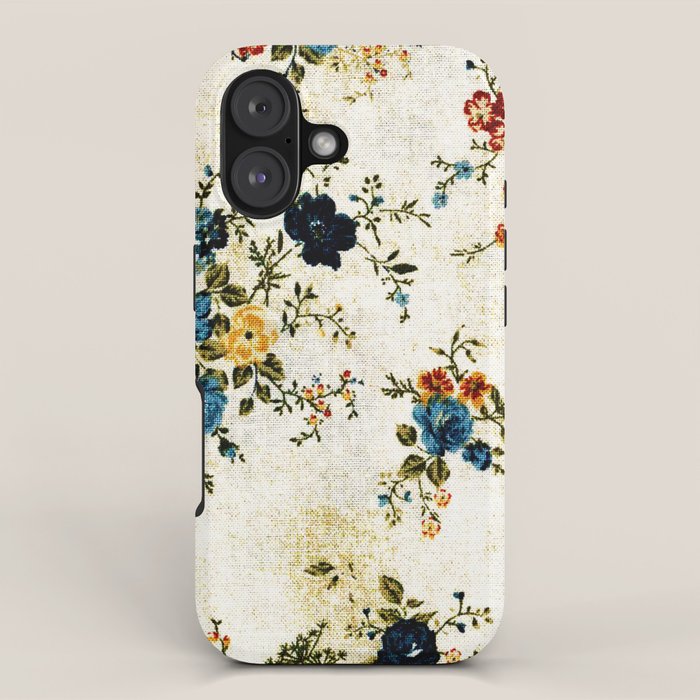 Cream Blue Yellow Floral iPhone Case Gallery Image 1