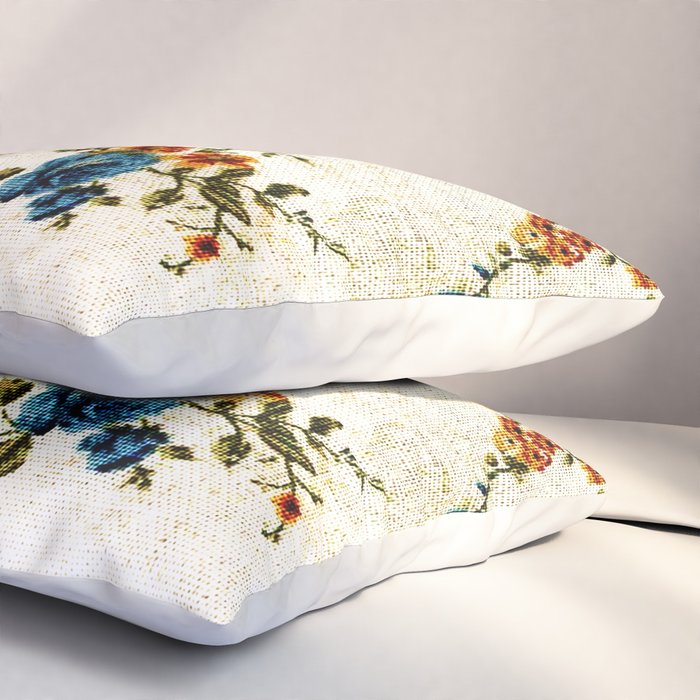 Cream Blue Yellow Floral Pillow Sham Gallery Image 3