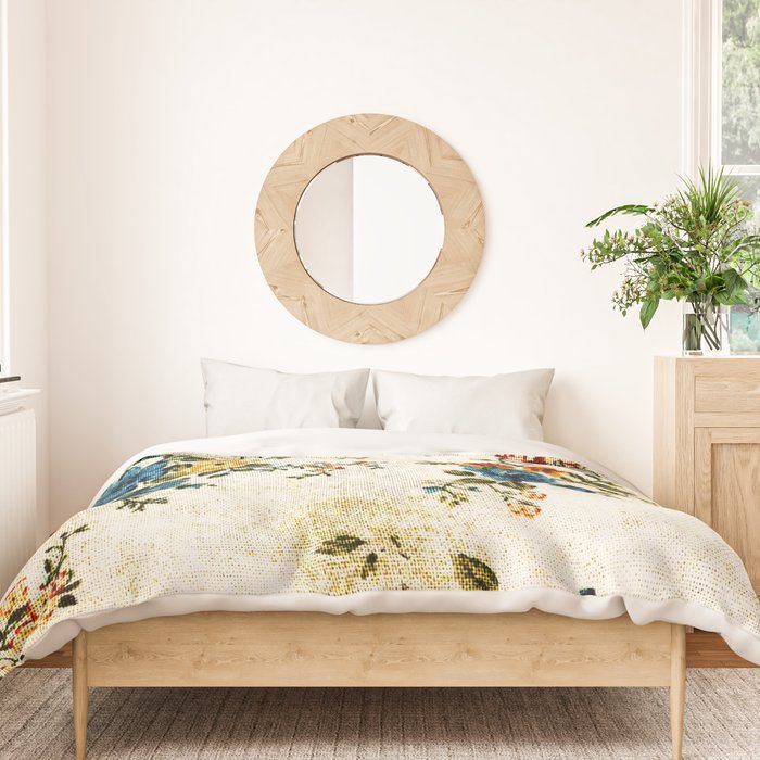 Cream Blue Yellow Floral Duvet Cover Gallery Image 3