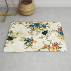 Cream Blue Yellow Floral Rug Gallery Image 1