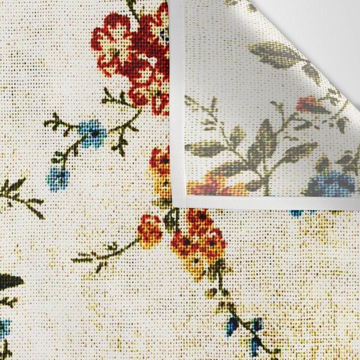 Cream Blue Yellow Floral Wall Tapestry Gallery Image 3