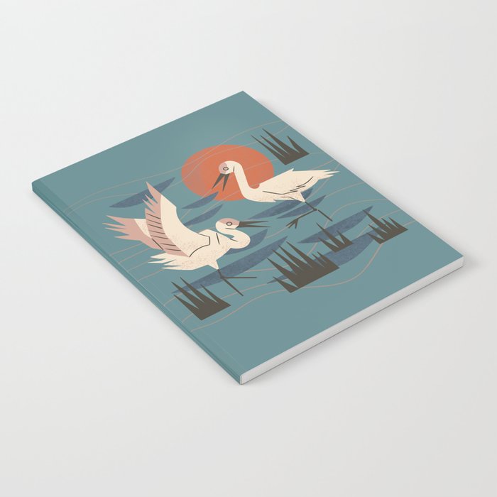Cranes Wading At Sunset Notebook Gallery Image 1