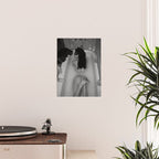 A girl and her cat lapping it up in milk; apartment bathtub nude portrait black and white photograph - photography - photographs Poster Gallery Image 2