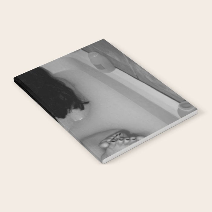 A girl and her cat lapping it up in milk; apartment bathtub nude portrait black and white photograph - photography - photographs Notebook Gallery Image 2