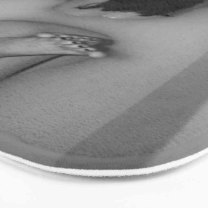 A girl and her cat lapping it up in milk; apartment bathtub nude portrait black and white photograph - photography - photographs Bath Mat Gallery Image 3