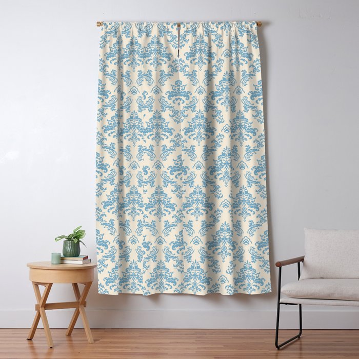 Elegant Air Blue Damask Pattern Window Curtain Gallery Image 5