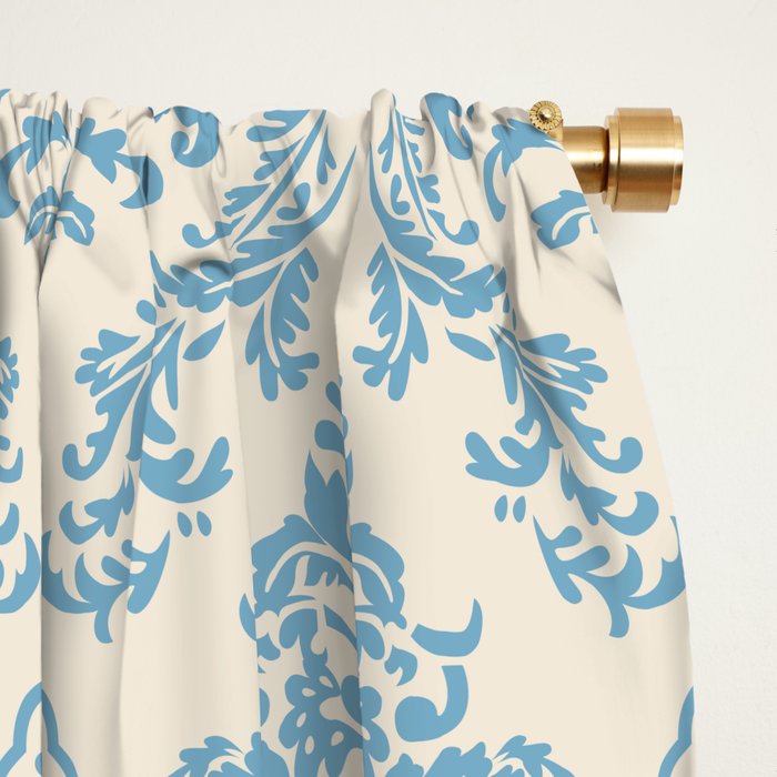 Elegant Air Blue Damask Pattern Window Curtain Gallery Image 2