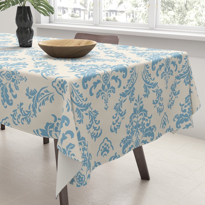 Elegant Air Blue Damask Pattern Tablecloth Gallery Image 3